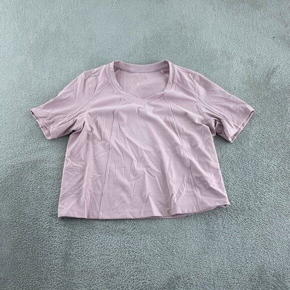 Mondetta Womens Performance Luxury V-Neck Short Sleeve Top L Recycled NWT 5046 - Picture 1 of 8